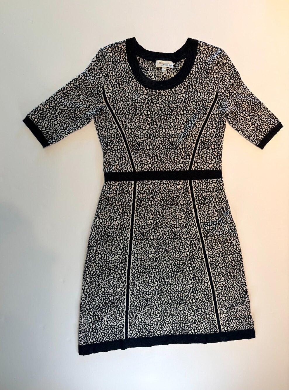 Allison Brittney Knit Sweater Dress Black White Size S